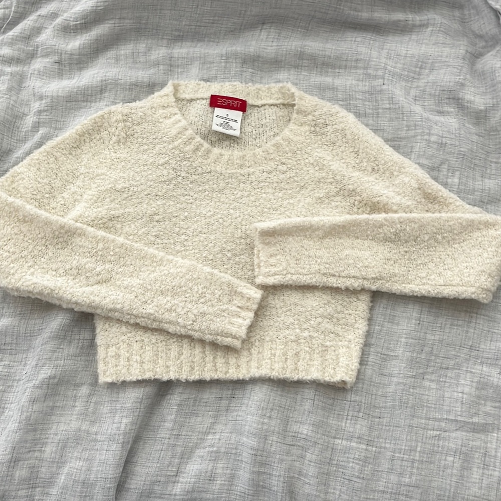 Vintage 90s Esprit cream wool blend cropped sweater